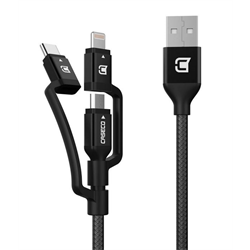 Caseco 3-in-1 Cable (2 Meter - Lightning / Micro USB / USB C - MFI Certified)